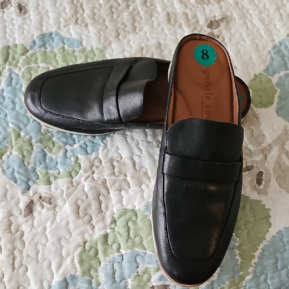 Gentle Souls Black Leather Slip-On Loafers